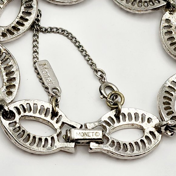 Vintage Monet Mid-Century Silver-Tone Open Link Bracelet w/Safety Chain - Picture 9 of 10